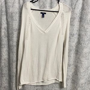 White crochet cotton sweater